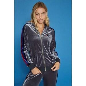 Aviator Nation Charcoal Hoodie with Multicolor Stripes